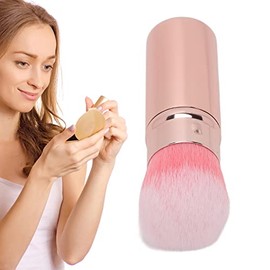 Brocha Maquillaje Portátil Tapa Retráctil Polvos Sueltos Base Rubor Mini Rosa