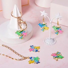 KISSITTY 12Pcs Zinc Alloy Enamel Puzzle Charms Light Gold Plated Jigsaw Alloy Charms Puzzle Piece Metal Pendants for DIY Necklace Bracelet Earring Jewelry Making Crafts