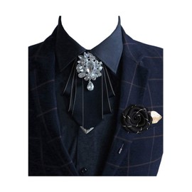 MOHSILY Vintage Crystal Bow Tie Adjustable Black Bow Tie for Men Wedding Party Bowtie