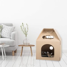 Elegant Home Fashions Cat Milk Box Tower 100% Recycle Cardboard, Brown (DJ-CBD01003)