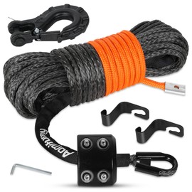 Aomifunny Synthetic Winch Rope,1/4" x 50 ft 10000Lbs Winch Rope Line, Synthetic Winch Cable with Protective Sleeve+Winch Hook+Safety Pull Strap for Offroad Vehicle ATV UTV SUV (Green)
