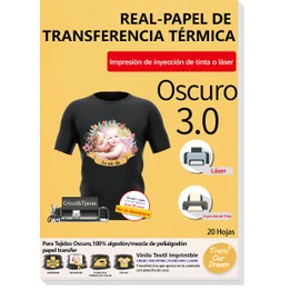 TransOurDream - Marca de confianza.Papel de Transferencia Para oscuro Camiseta 3.0 (8.5x11’’ 20 Hojas) Papel Transfer Apto Para Impresora Tinta& Láser Fácil de Usar, Perfecto para Fiesta. (MX-D3-20)