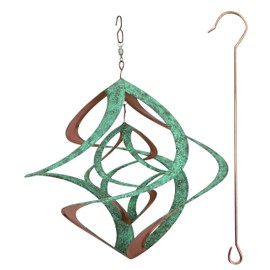 Red Carpet Studios 91061 14-Inch Cosmix Helix Wind Spinner, Deluxe with Hanger Patina & Copper Finish