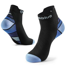 CAMBIVO Compression Stockings Women Men Short Plantar Fasciitis Socks Support Stockings for Ankle Protection Compression Socks for Travel, Running, Sports, Black with blue