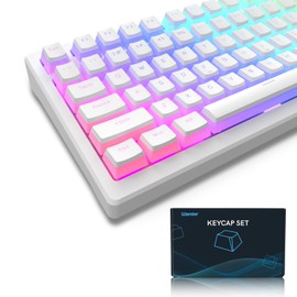 Womier Pudding Keycaps - Juego de teclas PBT de 165 teclas personalizadas, diseño de teclas de brillo a través de perfiles OEM, compatibilidad universal para 100%, 75%, 65%, 60%, blanco