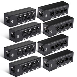 Copkim 8 Pack 4 Channel 3 Pin Multi Network XLR Cable Breakout 3 Pin XLR Male and Female Over RJ45 Ethercon Cable Multi Extender for Stage Lighting and Home Recording Studio Compatible