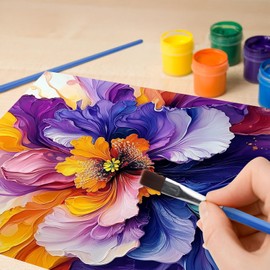 DAERLE Painting by Numbers Adults, Flowers, DIY Hand-Painted Oil Painting Kit for Beginners and Adults, with Acrylic Paint Canvas and 3 Brush Kit, 40 x 50 cm, Without Frame, Beautiful Flower