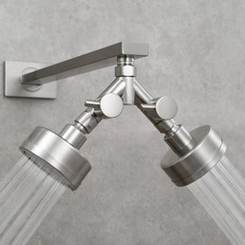 Tecmolog DSF014ANA 2-Way Y-Splitter 1/2 Inch Brass Adapter Diverter Valve Shower with Shut-Off Valves, Brushed Nickel