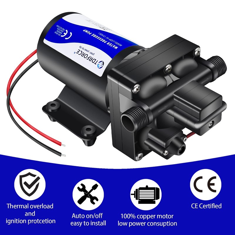 TDRFORCE 12V DC RV Fresh Water Pump 5 GPM Pressure