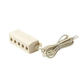 GE 5 Way Phone Splitter Jack Modular 6.5' Ft Cord Extension Cable Adapter Modular Outlet Ivory 6.5' FT Cord Extension 5 Way Splitter One Phone Outlet to 5 Telephones 5 Port Surface Mount Jack Block