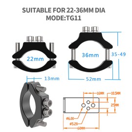 Biqing 2PCS Motorcycle Headlight Mount Brackets,Universal Motorcycle Tube Light Holder Bracket Fog Light Mounting Bull bar bumper Lamp Holder 22mm-36mm(Black)