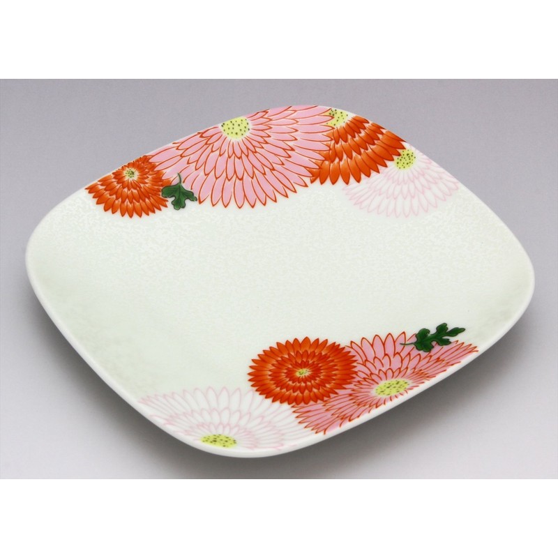 Arita Pottery 97730 Koraku Kiln Dish, Chrysanthemum Blossoms