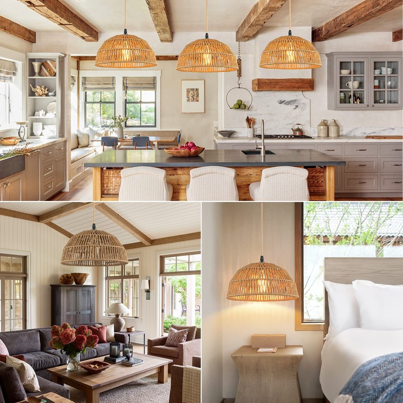Plug in Pendant Light, Farmhouse Hanging Chandelier Lights with 15ft