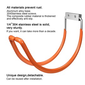Yoniccal - Soporte para manguera de jardín montado en la pared, gancho de manguera sólido de acero inoxidable 304 con capacidad para manguera de jardín de hasta 150 pies, manguera expandible, manguera