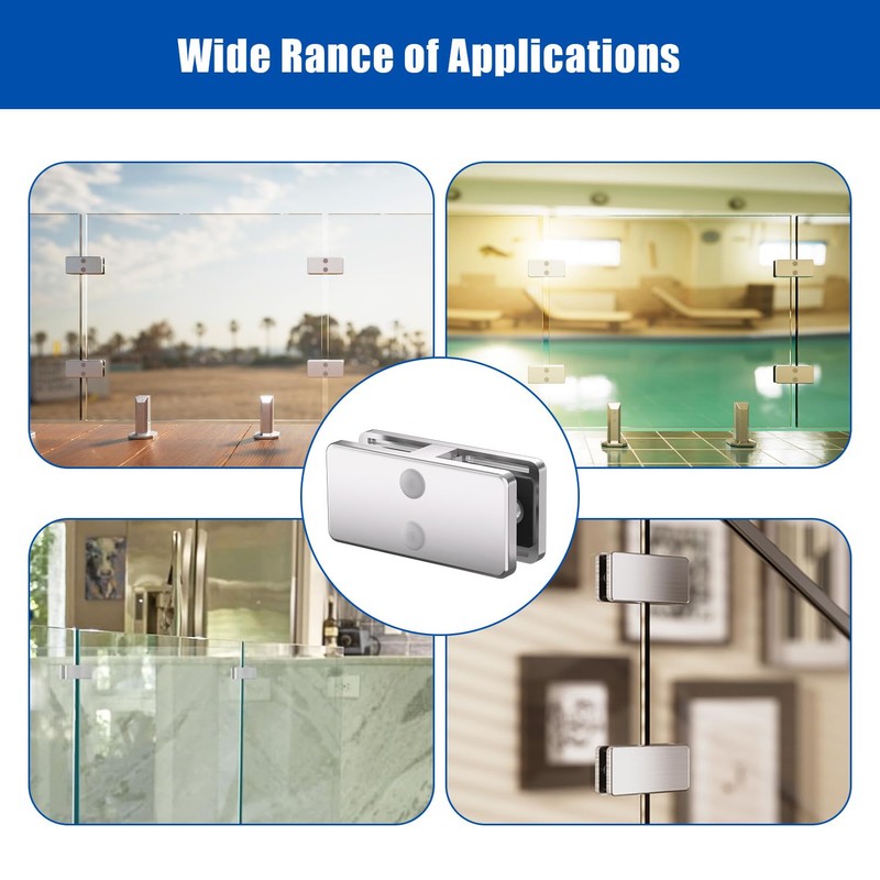 Railing Glass Clamp, 4 Pack Stainless Steel 304 Adjustable 180°