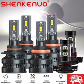 SHENKENUO For Chevy Silverado 1500 2500 3500 HD 2007-2015 6x Bubs led Headlight+Fog Light