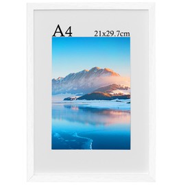 A4 White Frame, 21x30 cm Wooden A4 Photo Frames, A4 Picture Frames with Mount, White Picture Frames for A4 Print, Certificate Frame for Wall Mount, For Table Decoration