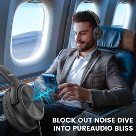 Cowyawn Over Ear Headphones Wired, Foldable Wired Headphones with Microphone, Volume Control, HD Stereo Sound, Lightweight 3.5mm Headphones for Adult/Teens/Chromebooks/Laptop/Computer/Tablets/Travel