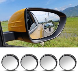 4PCS Car Blind Spot Mirror, 360° Wide Angle Convex Mirrors with Adjustable Frame, 2" Round Rear View Mirror, Adhesive HD Glass Side Mirror for Most Cars Trucks SUVs (Silver)