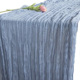 Eqivei Pack of 4 Cheesecloth Table Runners, 90 x 400 cm Table Runner Blue, Gauze Table Runner Rustic Boho Table Runner for Wedding (Blue)