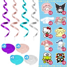 20Pcs Kawaii Cartoon Anime Hanging Swirls Colorful Kitty Melody Cinnamon Characters Paper Cutouts Ceiling Streamers Cute Birthday Party Celebration Decoration Supplies for Home Office School Classroom
