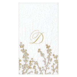 Caspari Berry Branches Single Initial Paper Guest Towel Napkins Letter D - 15 Per Package