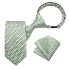 DiBanGu Boys Adjustable Sage Green Pre-Tied Neckties and Pocket Square Set Green Polka Dots Strap Tie for Kids Wedding Party Graduation School Uniforms