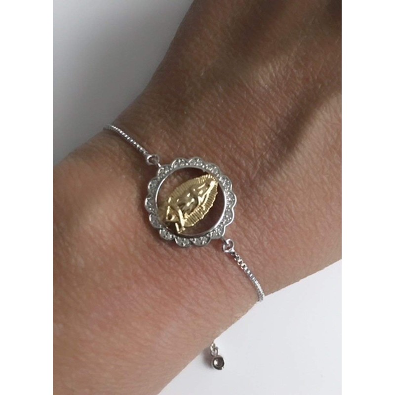 Unique Silver Plated Virgen de Guadalupe Adjustable Bracelets
