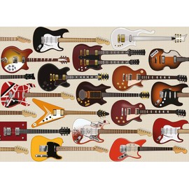 Dexc Iconic Guitars “Through The Ages” Retro 1000 Piece Classic Jigsaw Puzzle, Gifts For Men, Challenging Puzzles for Adults