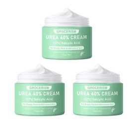 Grocerism Urea Cream 40 Percent For Feet Plus 2% Salicylic Acid 5.29 oz, Foot Cream and Hand Cream Maximum Strength with Hyaluronic Acid, Tea Tree, and Aloe Vera For Deep Moisturizes, Callus Remover and Soften All Skin Types, Hydrating:_3 Packs