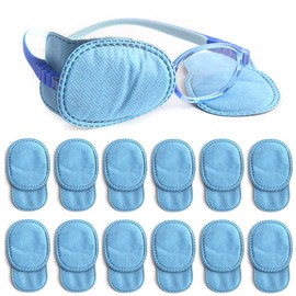 Pack of 12 Eye Patches, Glasses, Reusable Eye Patch to Cover Left, Right Eye, Children, Adults, Lazy Eye, Amblyopia, Strabismu (Blue Medium), Amblyopia Eye Patches, Glasses Treat