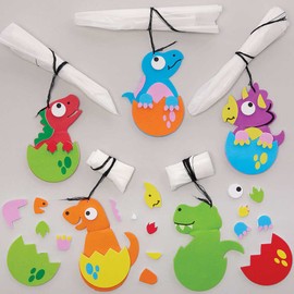 Baker Ross FC813 Dinosaur Parachute Kits - Pack of 6, Dinosaur Party Bags Fillers, Boys Dinosaur Crafts, Crafts for Kids