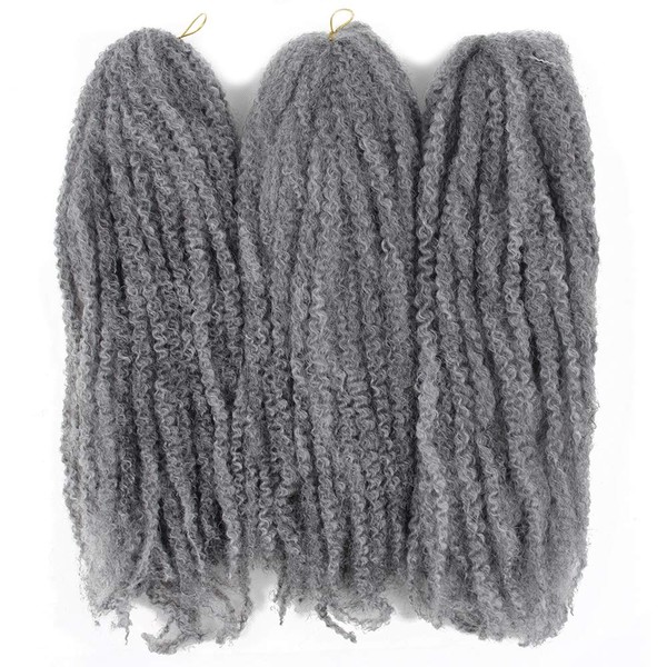 Afro Kinky Twist Crochet Hair Braids Marley Braid Hair 18inch Senegalese Curly Crochet Synthetic Braiding Hair (Grey)
