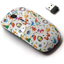2.4G Wireless Mouse with Cute Pattern Design for All Laptops and Desktops with Nano Receiver - Christmas Cute Animals