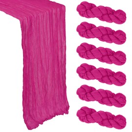 Paquete de 6 caminos de mesa de gasa de 35 x 120 pulgadas, tela rústica translúcida para decoración de fiestas, baby shower, verano, boda, centro de mesa del hogar