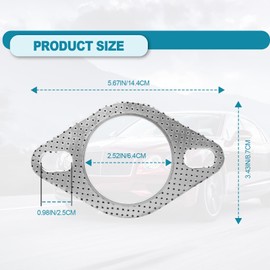 2 PCS Car Exhaust Gasket, Standard Exhaust Manifold Gasket, Ultra Seal 2-Bolt 2.5 Inch Exhaust Flange Gasket High Temperature, Car Accessories Made of High Temp Gasket Material OEM#120-06310-0002