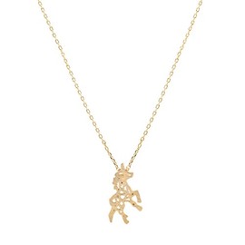 chelseachicNYC Handmade Tiny Jewel Brushed Metal Cut Out Unicorn Necklace Gold