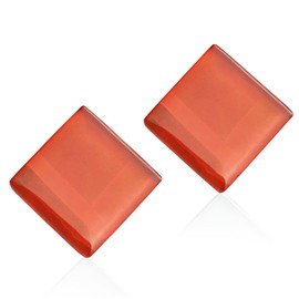 ALEXASCHA® Quadratische Statement Ohrringe • Extra große Ohrstecker mit eckigen Glassteinen • Geometrischer Glasschmuck avantgard • 20mm x 20mm x 3mm (Chilirot)