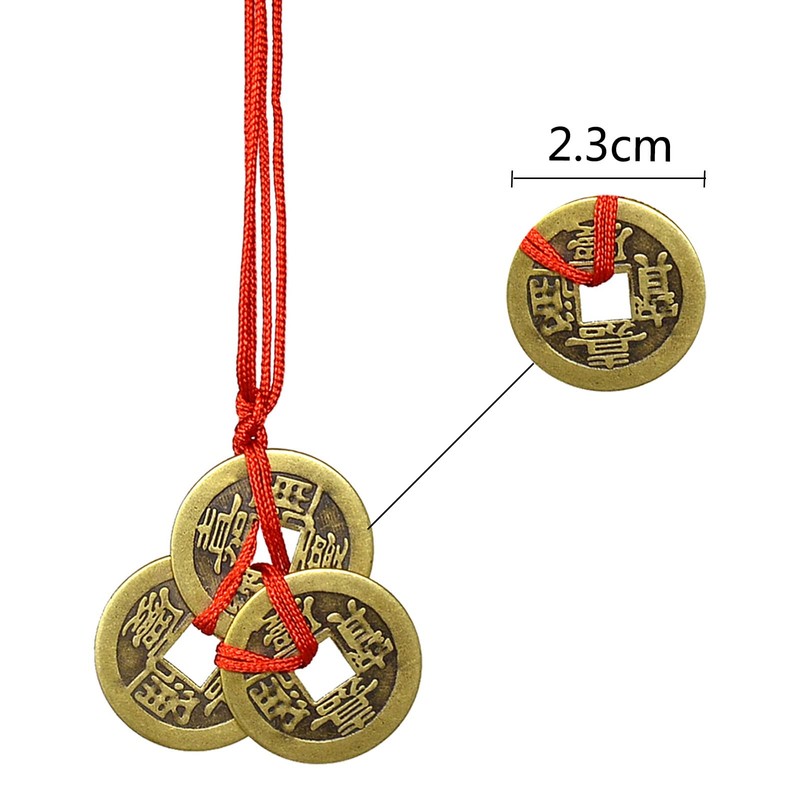 Fengshuisale 3 PCS Ancient Chinese Fortune Brass Coins Fengshui I-Ching