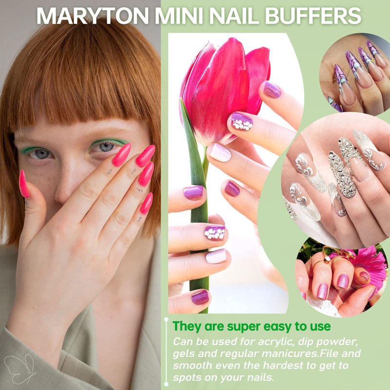 Maryton Mini Nail Buffer Blocks - 100/120 Grit Professional Salon