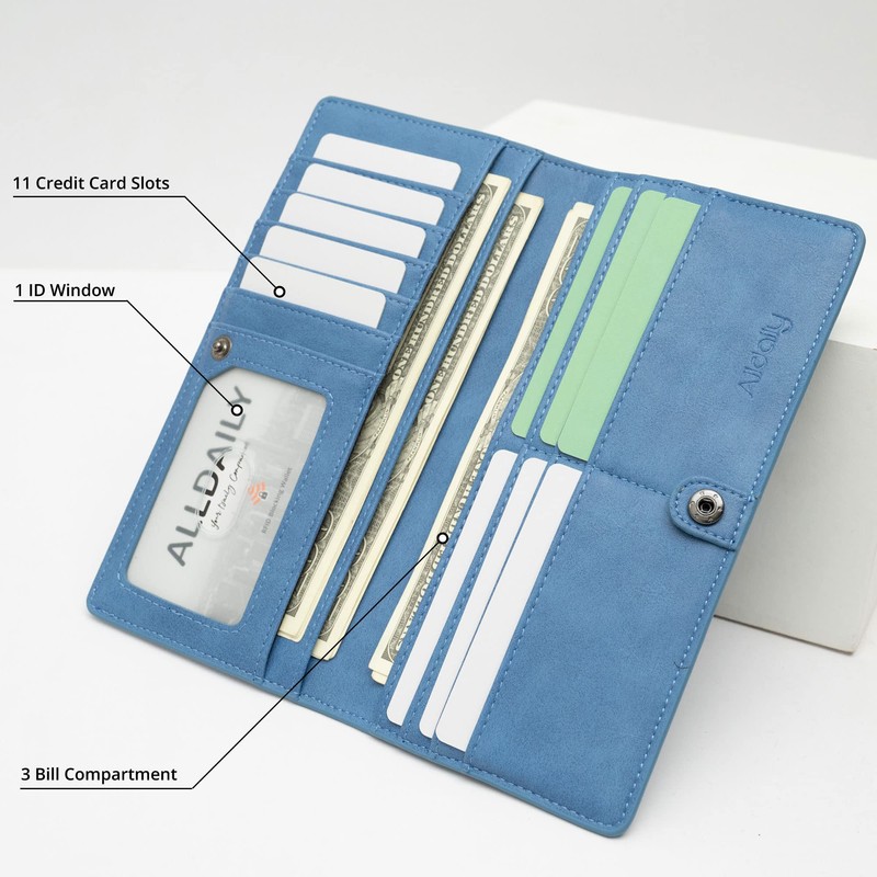 Alldaily - portafolios de piel ultrafina para mujer, con bloqueo