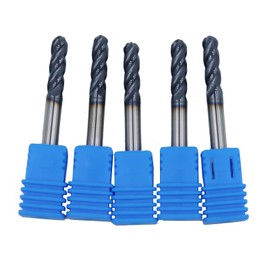 5pcs 3/16in Ball Nose Solid Carbide End Mills,4 Flute, 30 Degree Helix Bits Tool for Medium Hardness Steel, Brass, Iron