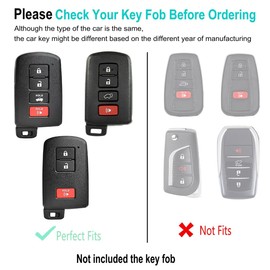 YONUFI for Toyota Key Fob Cover Keychain Leather Car Key Case Fob Holder Compatible Highlander Tacoma Tundra Rav4 4Runner Camry Sequoia Corolla Prius (Black)