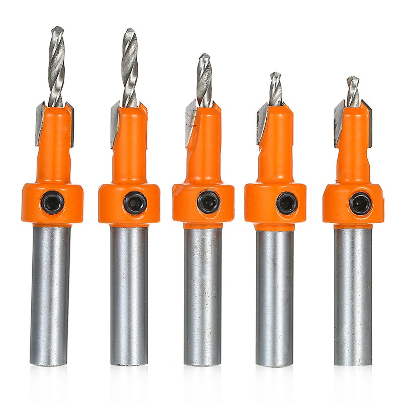 5pcs Countersink Drill Bit Woodworking Screws Chamfering Wood Hole Drills