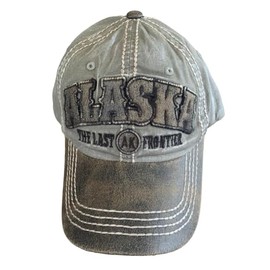 Robin Ruth Quality Ball Cap Hat Alaska Raised Faux Leather Letter Brown Canvas