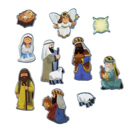 Autom Christmas Nativity Scene Puffy Stickers Sheet, 6 Inch, Pack of 36