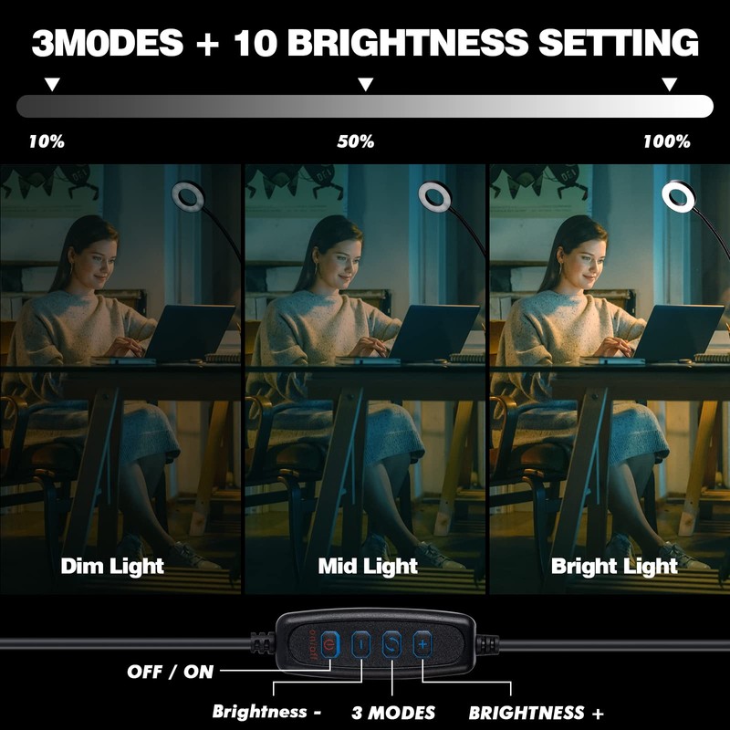 LuxLumin LED Desk Lamp with Clamp for Video Conference Lighting,