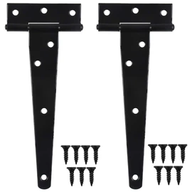 AvoDovA 2 Pcs Heavy Duty Tee Hinge, 150mm 6 inch Anti-Rust T Hinge, Black Metal Strap Tee Hinge for Shed Doors, Barn Doors, Gate Doors, Garden Gate, Cabinet Door, Wooden Door