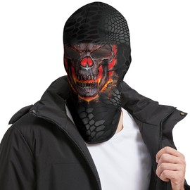 Obacle Skull Mask Full Face Mask Balaclava Winter Cold (Skull Fire Face Red)