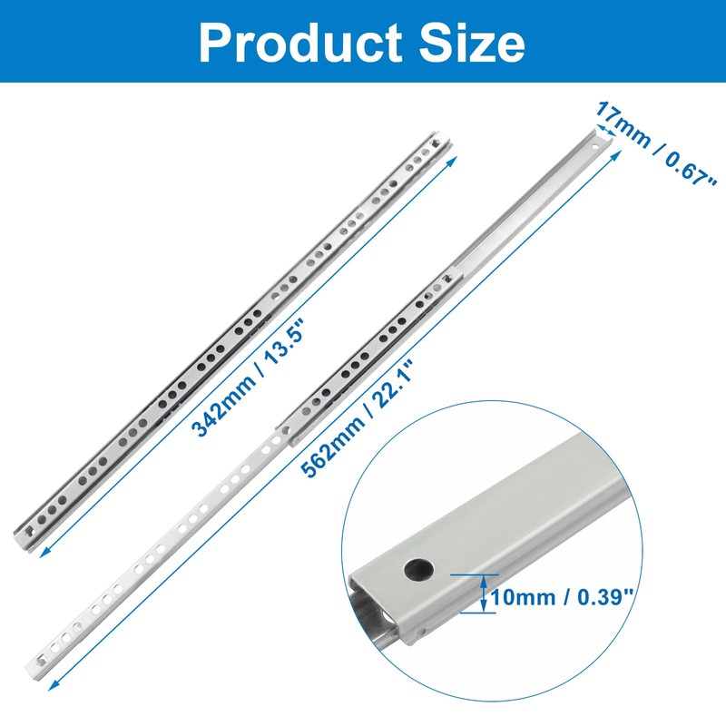 Marvexi 13.5" Small Narrow Drawer Rails Two Way Ball Bearing